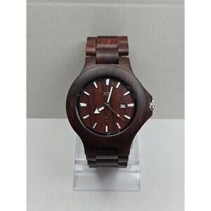 Makani Hawaii Mens 49mm Dark Brown Wood Date Quartz Watch Japan Movt New Battery